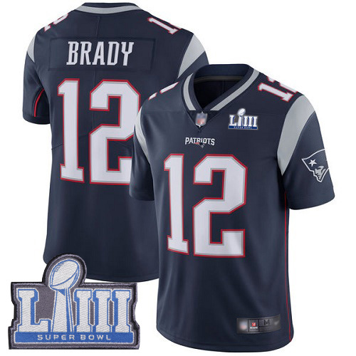 New England Patriots Football #12 Super Bowl LIII Bound Limited Navy Blue Men Tom Brady Home NFL Jersey